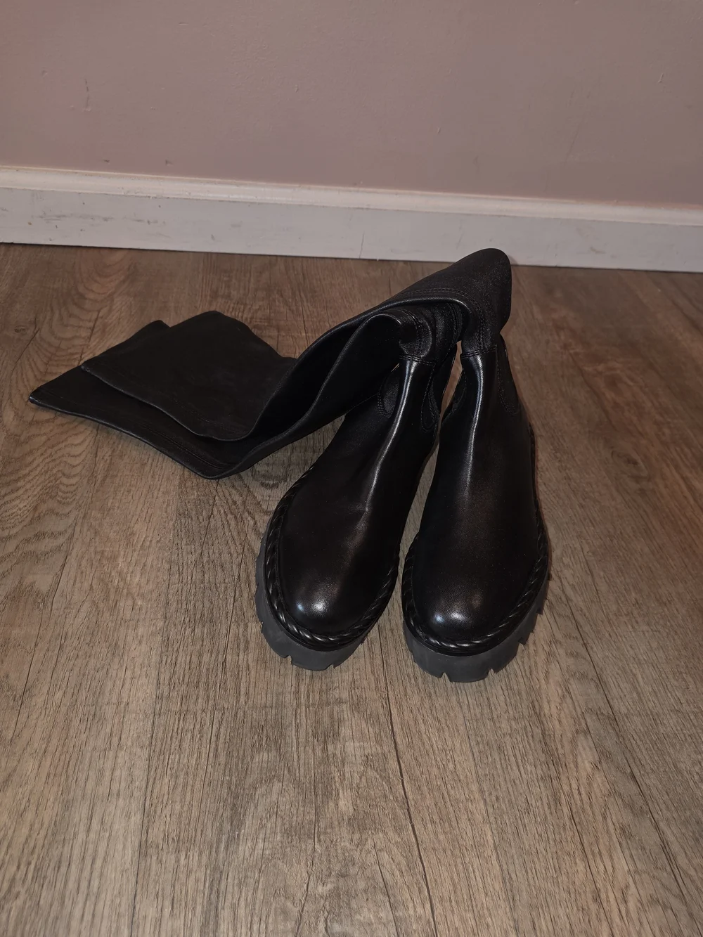 La CANADIENNE Black Over-the-Knee Leather and Suede Boots